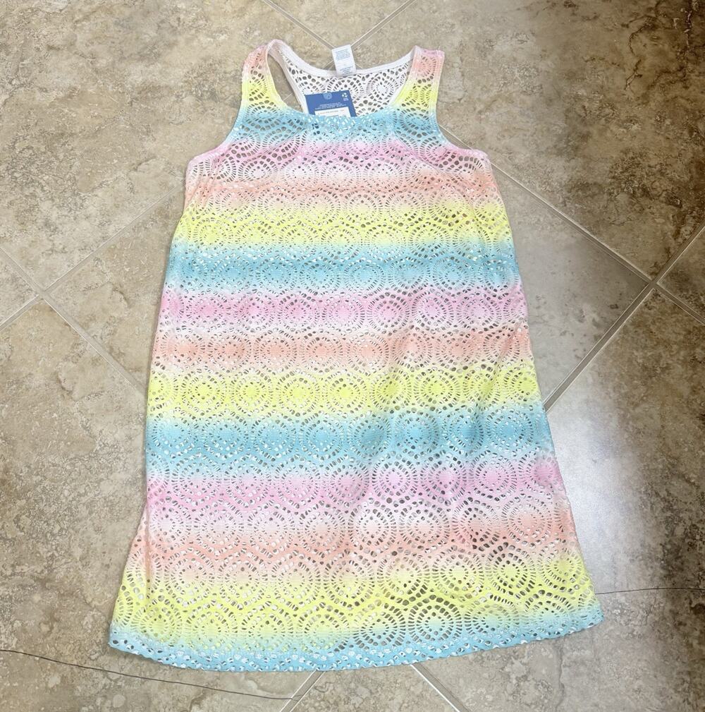 Arizona Jean Co Girls Rainbow Ombre Lace Swim Cover Dress, Size 14, NWT